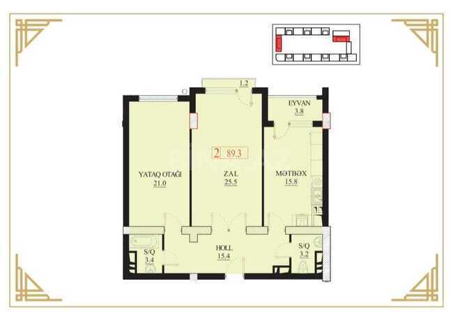 Satılır 2 otaqlı yeni tikili 89.3 m², 8 Noyabr m., photo 4 from 7