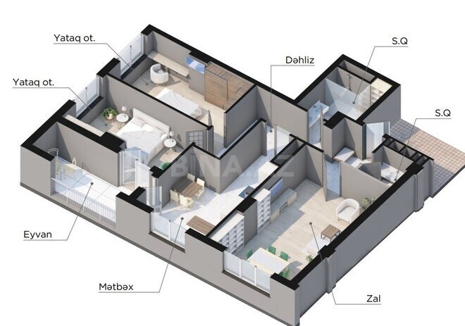 3-комн. новостройка - Ясамальский р. - 124.7 м² (9)