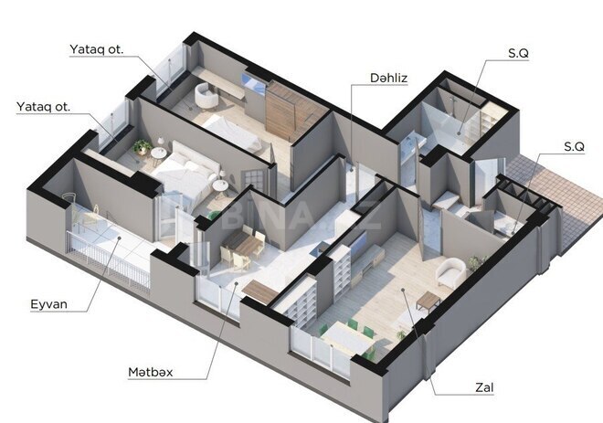 3-комн. новостройка - Ясамальский р. - 123.7 м² (9)