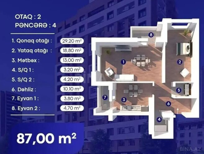 2 otaqlı yeni tikili - Neftçilər m. - 87 m² (14)