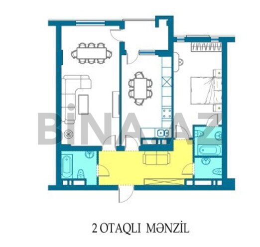 2 otaqlı yeni tikili - Şah İsmayıl Xətai m. - 102 m² (2)