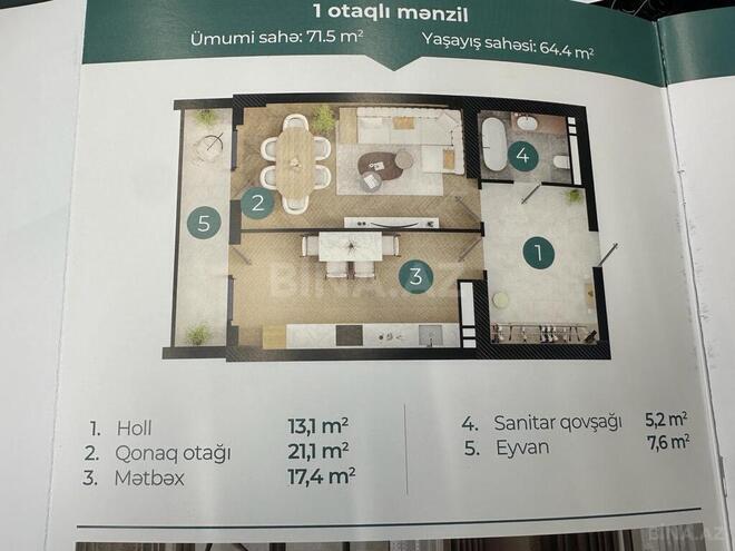 1 otaqlı yeni tikili - Koroğlu m. - 71.5 m² (6)