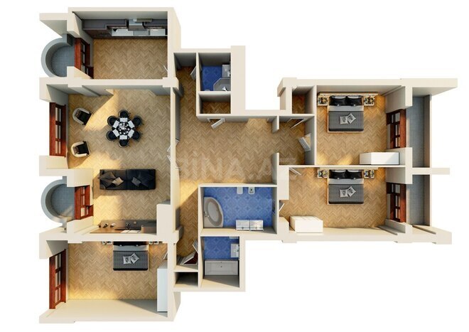 Park Academy Living yaşayış kompleksi, mənzilin planı - 4-otaqlı, 199.06 m²