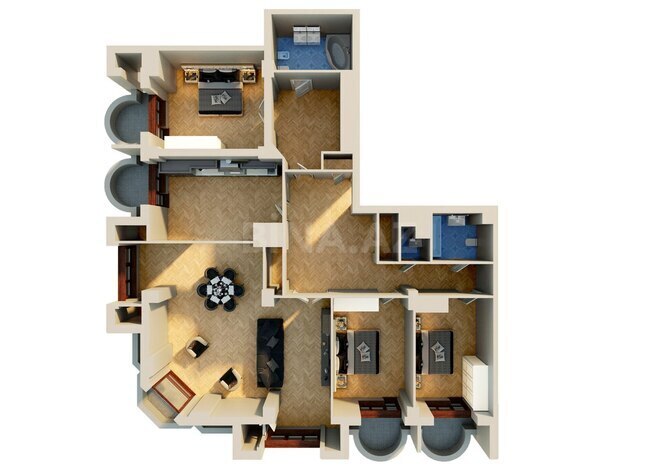 Park Academy Living yaşayış kompleksi, mənzilin planı - 4-otaqlı, 205.13 m²