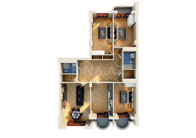 Park Academy Living yaşayış kompleksi, mənzilin planı - 4-otaqlı, 151.49 m²