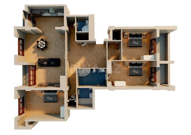 Park Academy Living yaşayış kompleksi, mənzilin planı - 4-otaqlı, 193.66 m²
