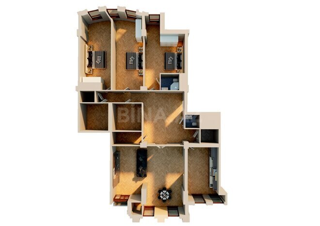 Park Academy Living yaşayış kompleksi, mənzilin planı - 4-otaqlı, 213.89 m²