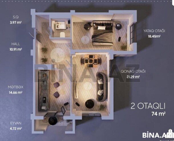 2 otaqlı yeni tikili - Xətai r. - 74 m² (4)