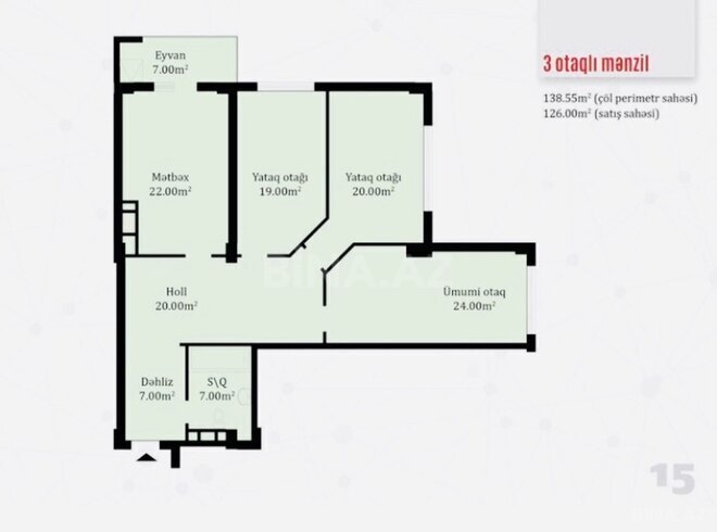 3 otaqlı yeni tikili - Şah İsmayıl Xətai m. - 138 m² (29)