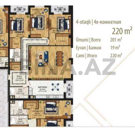 4 otaqlı yeni tikili - Ağ şəhər q. - 220 m² (3)