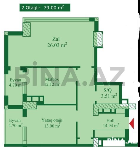 2 otaqlı yeni tikili - Nizami m. - 79 m² (12)