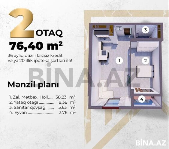 2 otaqlı yeni tikili - 28 May m. - 77 m² (2)