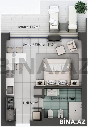 1 otaqlı həyət evi/bağ evi - Nardaran q. - 55 m² (8)