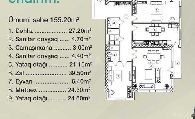 3-комн. новостройка - м. Гянджлик - 155.2 м² (11)