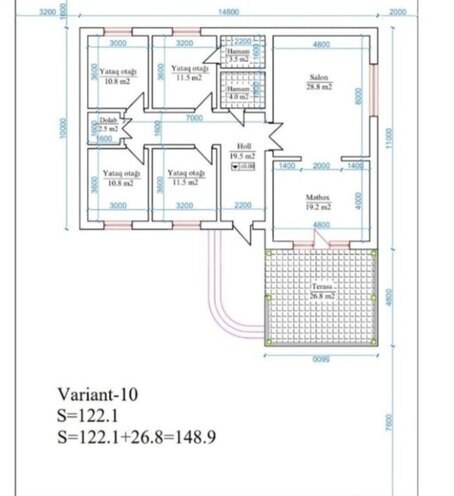 5 otaqlı həyət evi/bağ evi - Görədil q. - 122 m² (5)