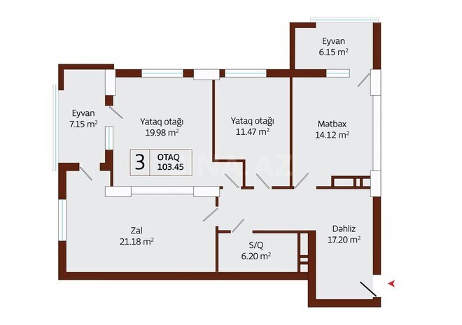 Satılır 3 otaqlı yeni tikili 103.5 m², Nərimanov r., photo 3 from 11