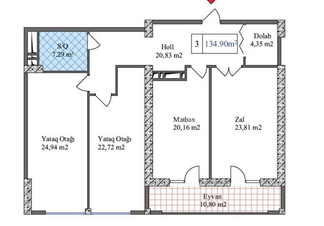 Satılır 3 otaqlı yeni tikili 134.9 m², 28 May m., photo 3 from 15