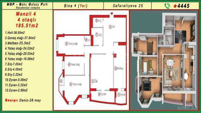 Satılır 4 otaqlı yeni tikili 185 m², 28 May m., photo 4 from 12
