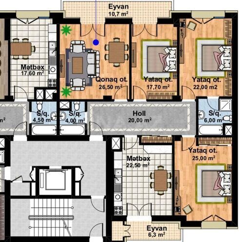 4 otaqlı yeni tikili - Ağ şəhər q. - 166 m² (8)