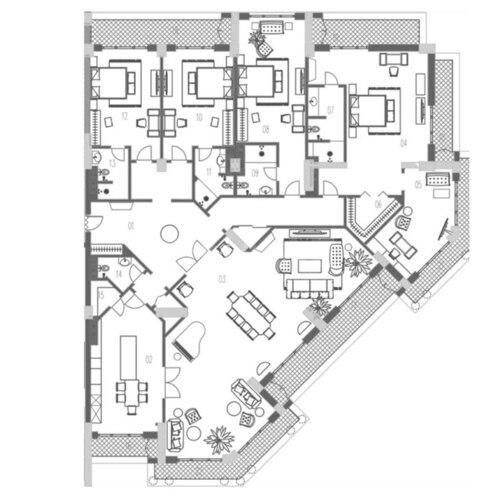 Boulevard Palace yaşayış kompleksi, mənzilin planı - 5-otaqlı, 453.1 m²