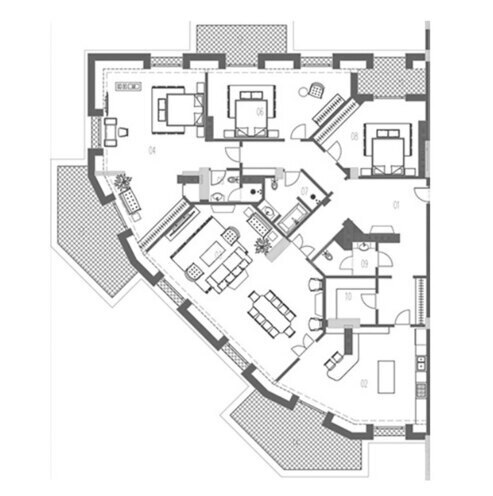 Boulevard Palace yaşayış kompleksi, mənzilin planı - 4-otaqlı, 312.35 m²