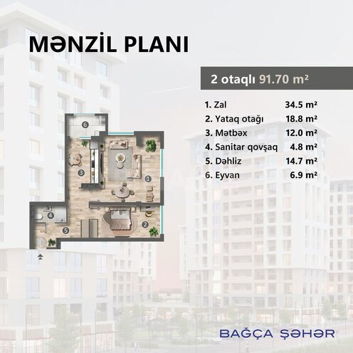 2-комн. новостройка - Сумгаит - 91.7 м² (4)