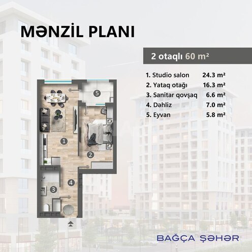 2-комн. новостройка - Сумгаит - 60 м² (4)