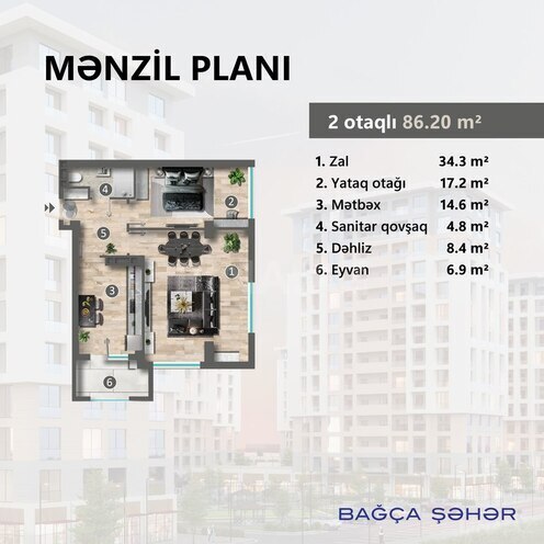 Продаётся 2-комн. новостройка 86.2 м², photo 5 from 6