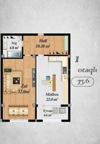 1-комн. новостройка - м. Нариман Нариманов - 73.6 м² (5)