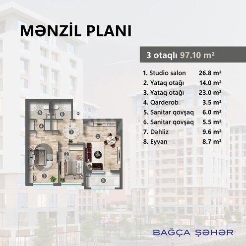 Продаётся 3-комн. новостройка 97.1 м², photo 5 from 6