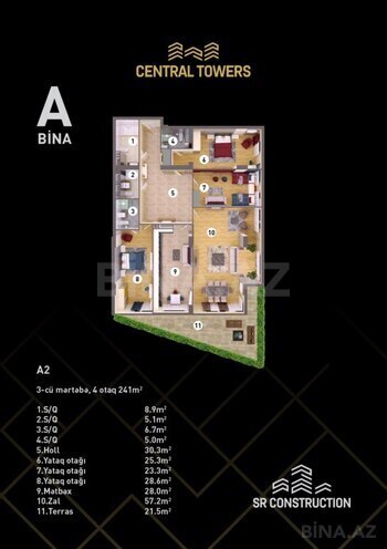 Satılır 4 otaqlı yeni tikili 241 m², Nizami m., photo 9 from 10