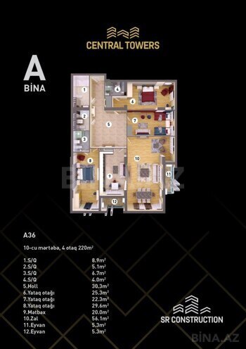 Продаётся 4-комн. новостройка 220 м², м. Низами, photo 8 from 9