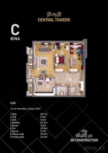 Satılır 3 otaqlı yeni tikili 163 m², Nizami m., photo 7 from 8