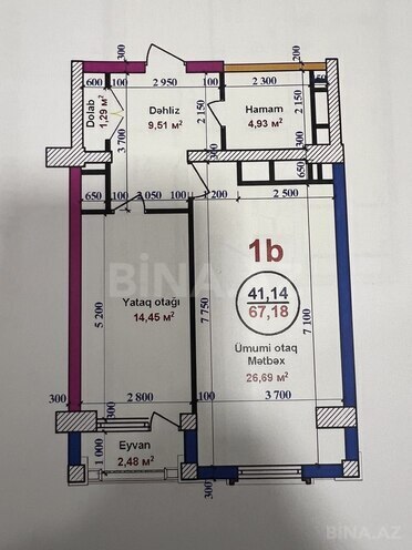 Продаётся 2-комн. новостройка 67.4 м², м. Элмляр Академиясы, photo 7 from 8