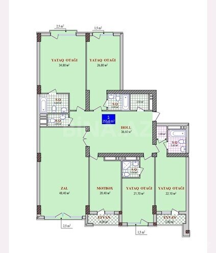 5-комн. новостройка - Насиминский  р. - 255 м² (3)
