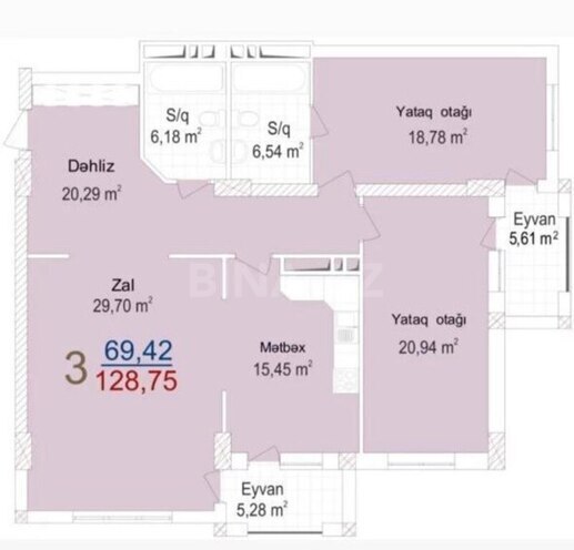 3 otaqlı yeni tikili - 20 Yanvar m. - 130 m² (8)