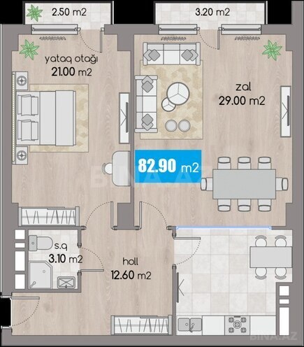 2 otaqlı yeni tikili - 28 May m. - 82.9 m² (14)
