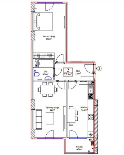 2-комн. новостройка - м. 20 января - 77.8 м² (16)