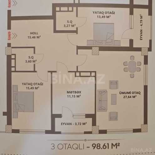 3 otaqlı yeni tikili - Dərnəgül m. - 98.6 m² (3)