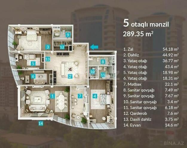 5 otaqlı yeni tikili - Nəsimi r. - 289 m² (11)