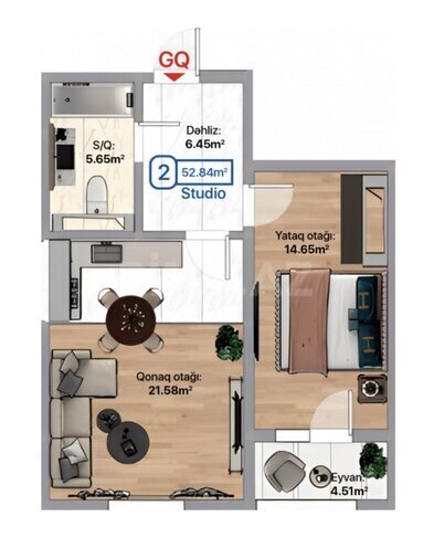 2 otaqlı yeni tikili - Xırdalan - 53 m² (13)