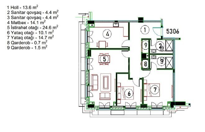 Продаётся 3-комн. новостройка 100 м², м. Шах Исмаил Хатаи, photo 14 from 19