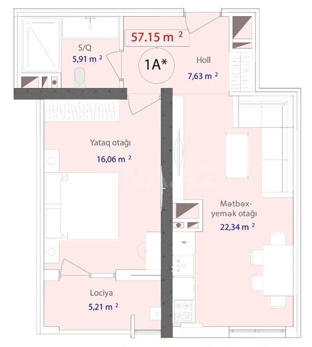1 otaqlı yeni tikili - 7-ci mikrorayon q. - 57.1 m² (4)