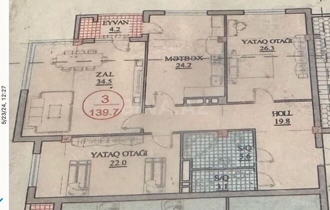 3-комн. новостройка - м. Гянджлик - 140 м² (9)
