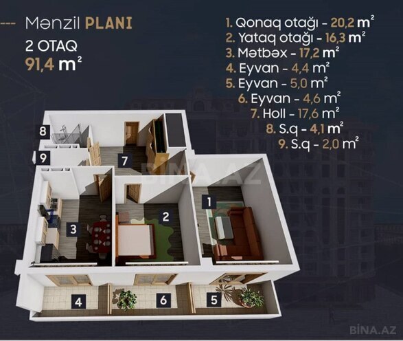 2-комн. новостройка - Сумгаит - 91.4 м² (17)