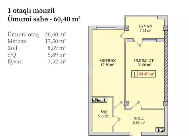1 otaqlı yeni tikili - Bakıxanov q. - 60 m² (6)