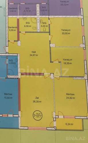 3 otaqlı yeni tikili - Gənclik m. - 157.7 m² (3)
