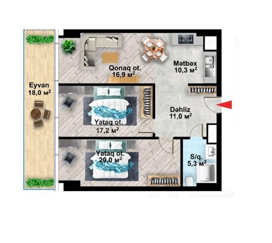 2-комн. новостройка - пос. Аг шехер - 105 м² (4)