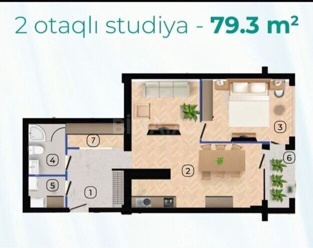 2 otaqlı yeni tikili - Koroğlu m. - 79.5 m² (4)
