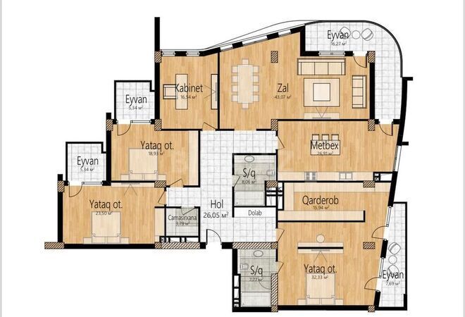 5-комн. новостройка - Сабаильский р. - 258 м² (3)